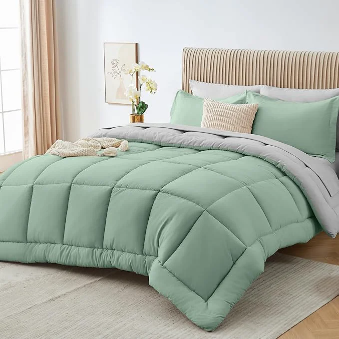 Detailed Sasttie Queen Comforter Set 7 Pieces Bed in a Bag Queen Complete Bedding Set Relaxed