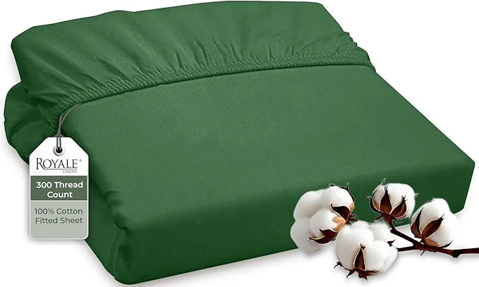 Trusted ROYALE LINENS 300 Thread Count Long Staple Combed Cotton Fitted Sheet Superior