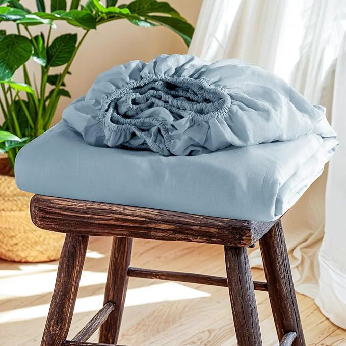 Solid SONORO KATE French Linen Fitted Sheet Verified