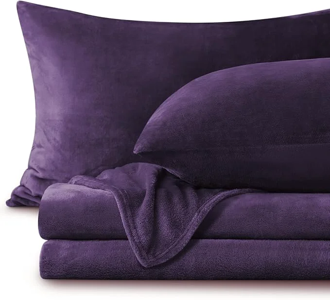 Stylish BEDELITE Flannel Sheets Full Size Purple Sustainable