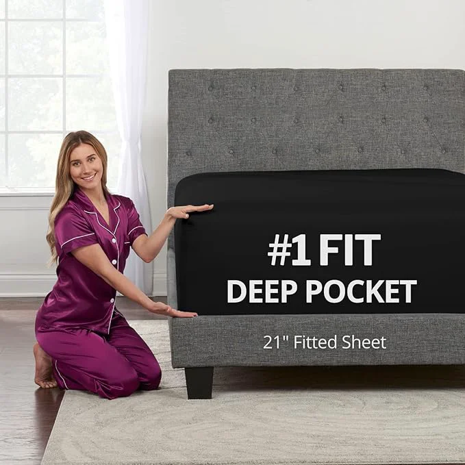 High-Quality XL Twin Sheets Deep Pockets Fitted – Twin XL Fitted Sheets Only – 21 Fitted Optimized