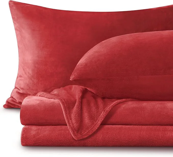 Stylish BEDELITE Flannel Sheets Twin Size Red Green