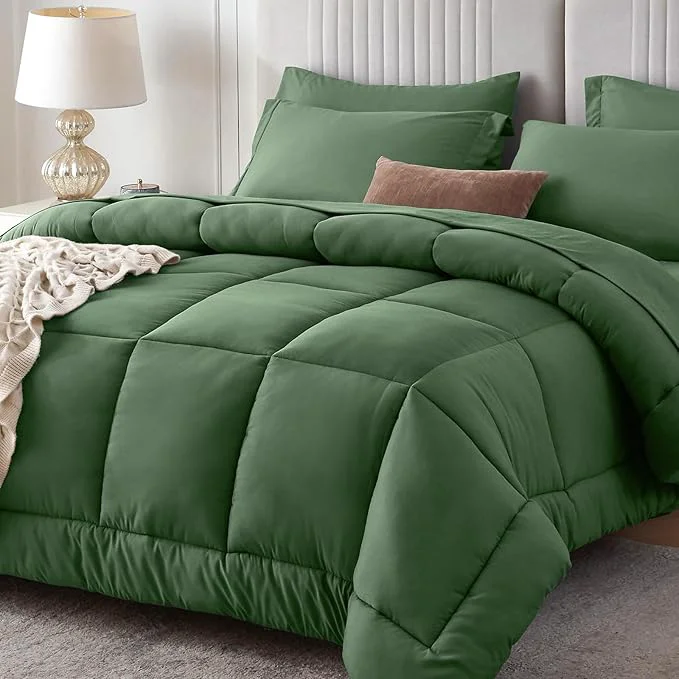 Certified Sasttie Queen Comforter Set 7 Pieces Bed in a Bag Queen Complete Bedding Set Premium Material