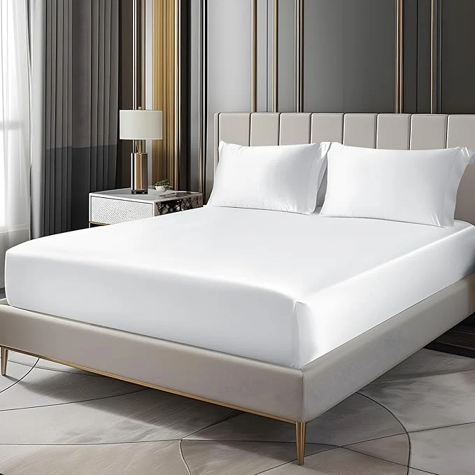 Trusted BEDELITE Satin Fitted Sheet and Pillowcase Set Luxury Soft Similar to Silk Effective
