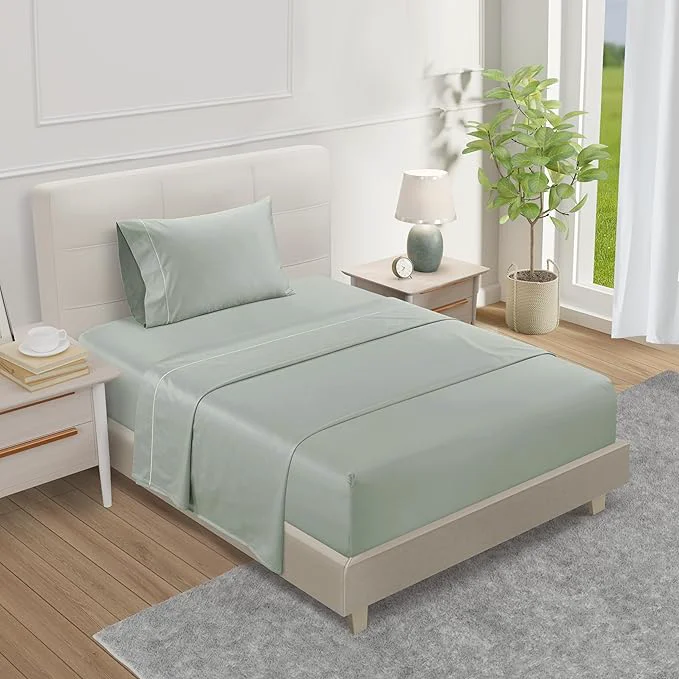 Premium Material CHATEAU HOME COLLECTION Egyptian Cotton Sheets Sateen Weave Twin Size Smooth