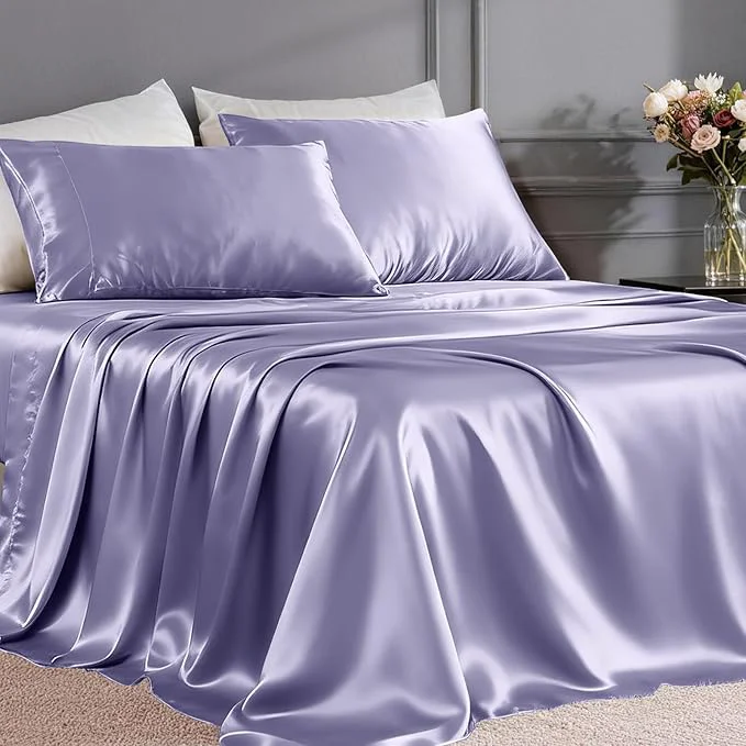 Innovative FreshCulture Satin Sheets Twin XL Bed Set Clean