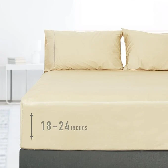 Elite Sunflower California King Fitted Sheet 1-Piece Extra Deep Pocket Fitted Bottom Flexible