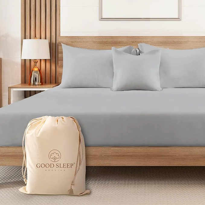 Modern 1000 Thread Count Light Gray Full Fitted Sheet 16 Deep Pocket Full Fitted Easy-to-Use