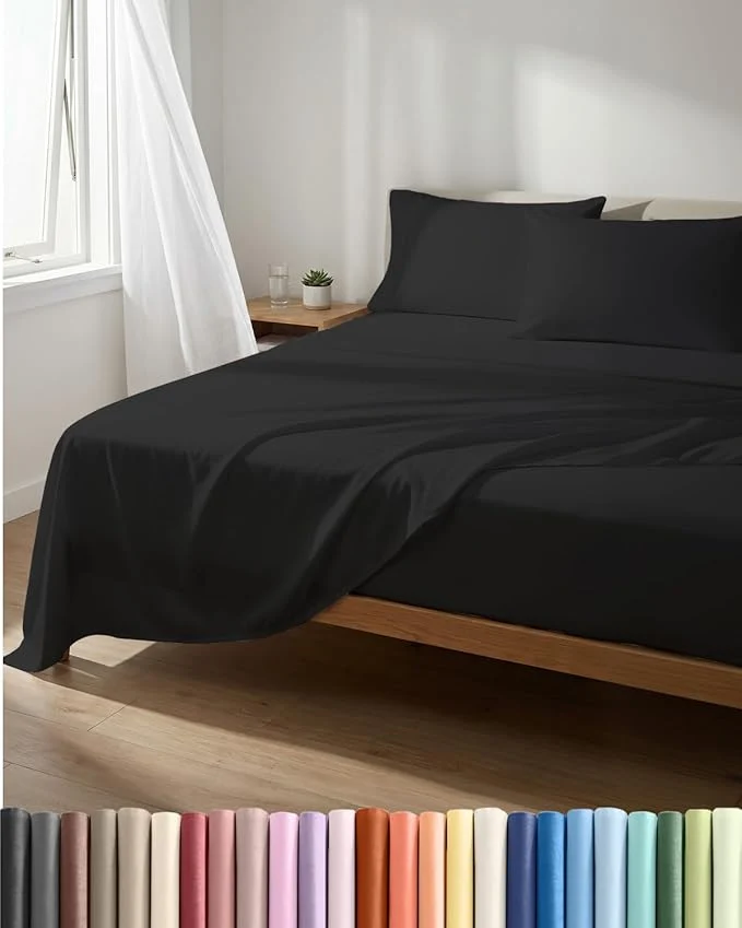 Comfortable Lightweight 4 Piece Bed Sheet Set Full Size Casual