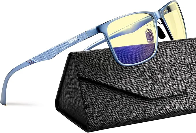 Verified ANYLUV Blue Light Glasses Men Relieve Eyestrain and Eye Protection Al-Mg Innovative