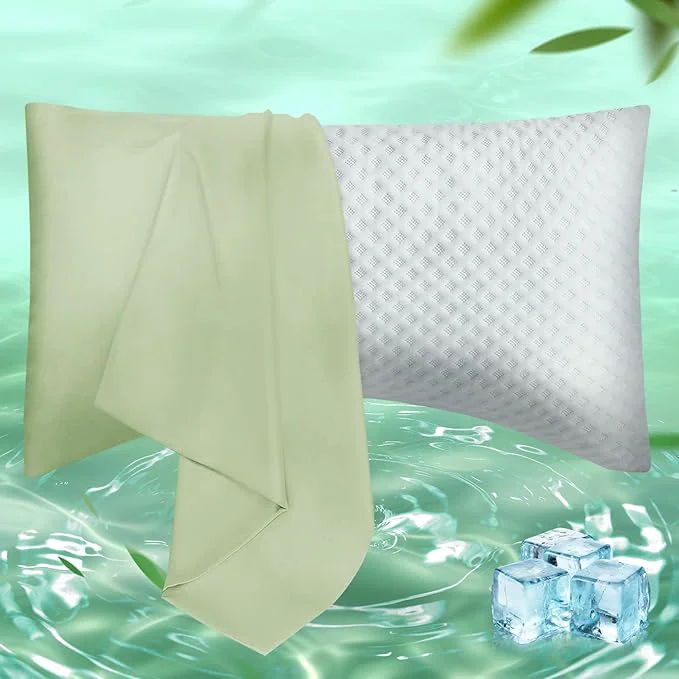 Flexible Curved Pillow Case Queen Size Side Sleeper Pillow Cases Cover Cooling Rayon Detailed