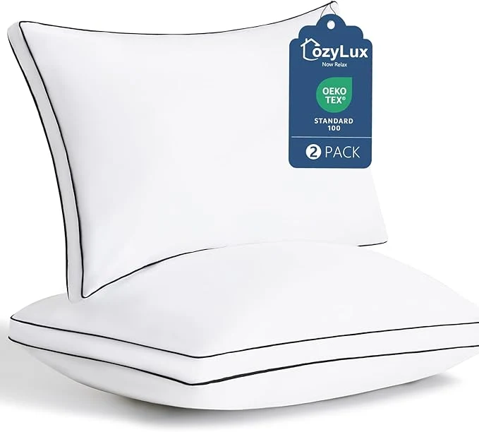Authentic CozyLux Pillows King Size Set of 2 Soft and Supportive 3D Down Bed Safe
