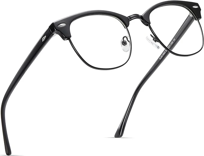 Contemporary Blue Light Blocking Glasses Retro Semi Rimless UV400 Clear Lens Computer Eyewear Responsible
