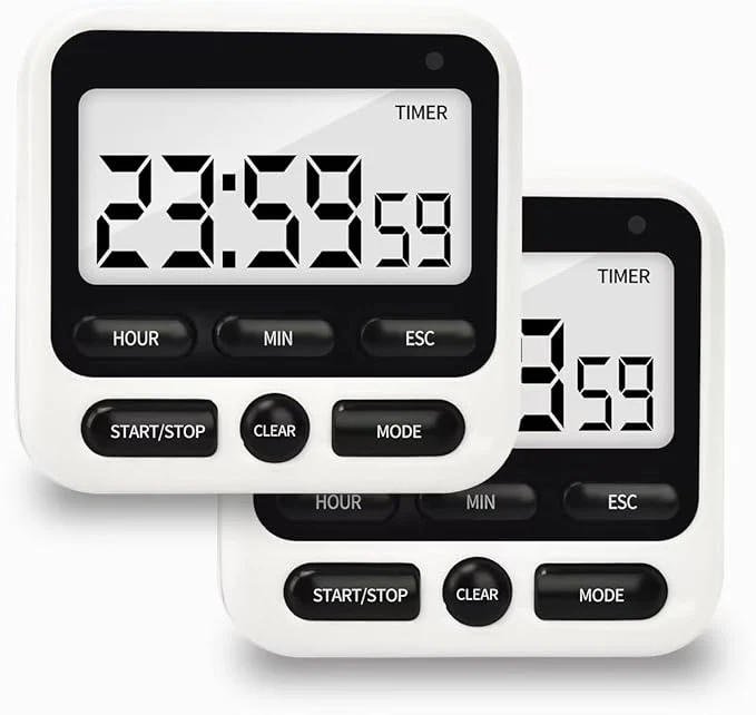 Premium 2 Pack Digital Kitchen Timer NKOVE 24 Hour Clock and Alarm Function Top-Quality