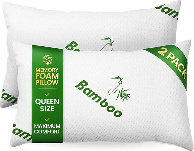 Top-Quality Memory Foam Pillows Queen Size Set of 2 Versatile