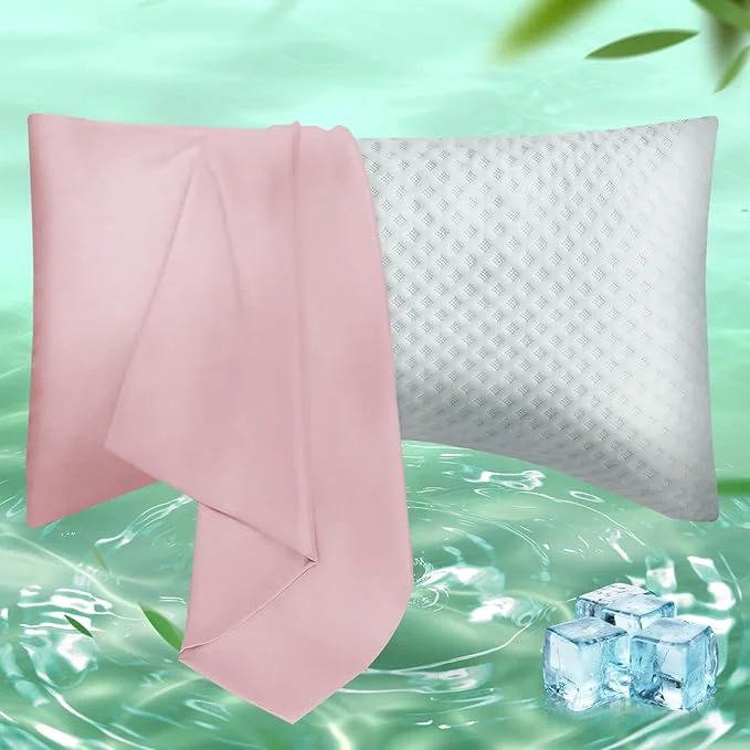 Advanced Curved Pillow Case King Size Side Sleeper Pillow Cases Cover Cooling Rayon Minimalist