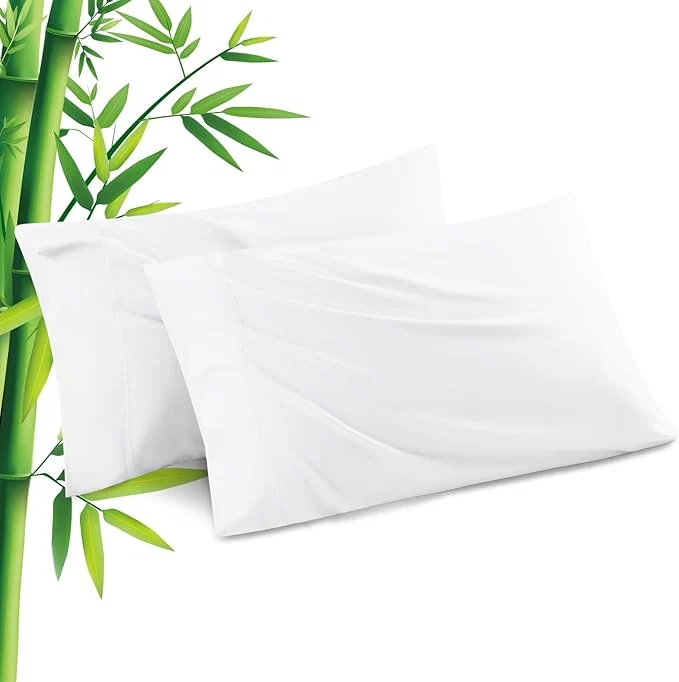 Crafted Pillowcases Queen Size 2 Pack Cooling Viscose from Bamboo Pillow Cases Convenient