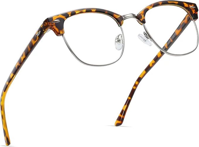 Flexible Blue Light Blocking Glasses Vintage Half Frame UV Clear Lens Anti Eyestrain Minimalist