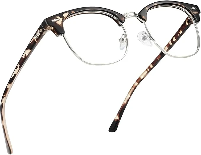 Artisan Blue Light Blocking Glasses Vintage Half Frame UV Clear Lens Anti Eyestrain Outstanding