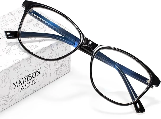 Classic Madison Avenue Blue Light Blocking Glasses Anti Eyestrain UV Glare Blue Light Verified