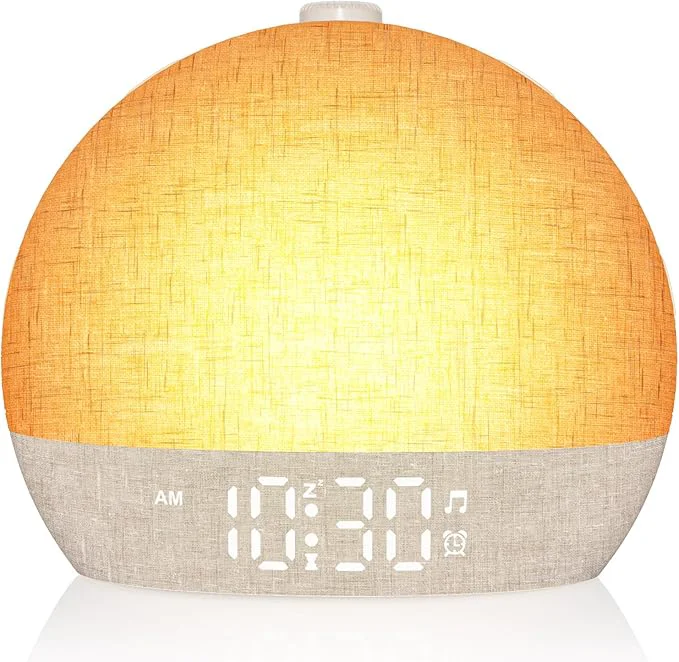 Powerful Wake Up Light Sunrise Alarm Clock Dimmable Night Lights Sleep Aid Loud Alarm High-Performance