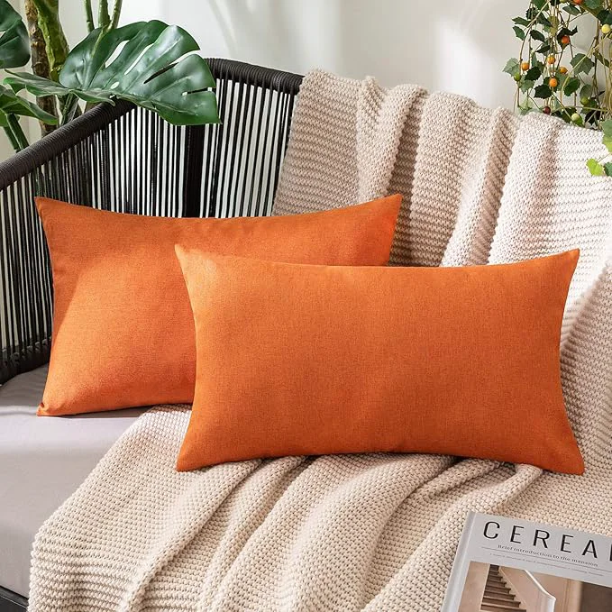 Premium Material MIULEE Pack of 2 Decorative Outdoor Solid Waterproof Throw Pillow Covers Faux Long-Lasting