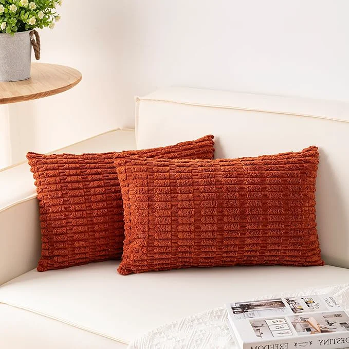 Original Design Aegero Pack of 2 Corduroy Decorative Throw Pillow Covers 12×24 Inch Soft Genuine