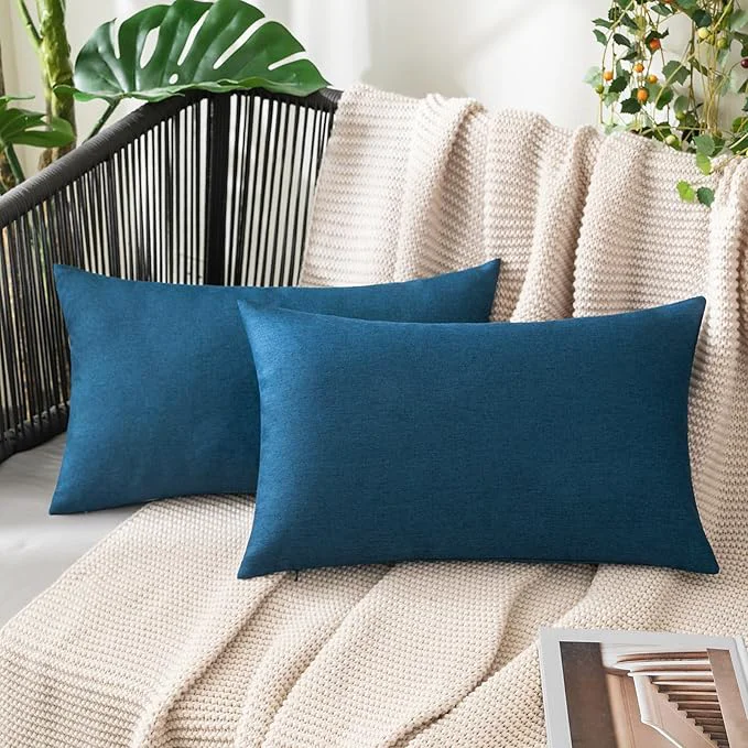 Healthy MIULEE Pack of 2 Decorative Outdoor Solid Waterproof Throw Pillow Covers Faux Contemporary