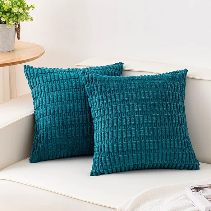 First-Class Aegero Pack of 2 Corduroy Decorative Throw Pillow Covers 18×18 Inch Soft Genuine