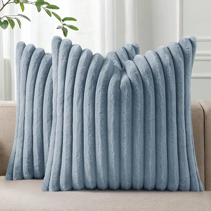 Safe Pallene Faux Fur Plush Throw Pillow Covers 16×16 Set of 2 Luxury Soft Fluffy Smooth