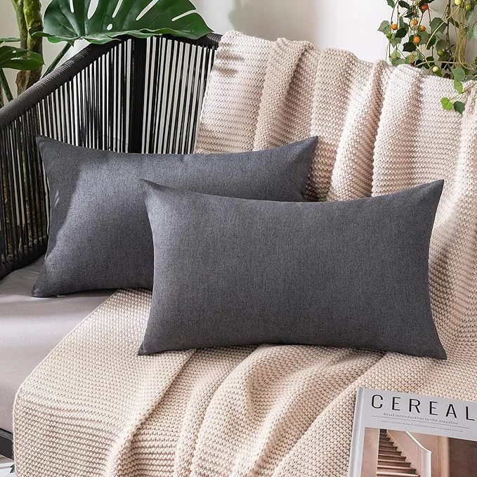 Minimalist MIULEE Pack of 2 Decorative Outdoor Solid Waterproof Throw Pillow Covers Faux Efficient