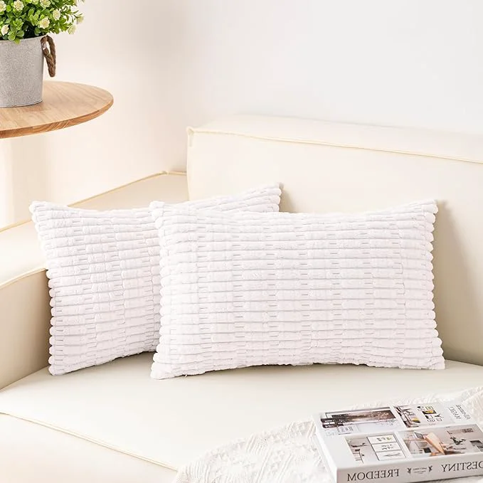 Outstanding Aegero Pack of 2 Corduroy Decorative Throw Pillow Covers 12×24 Inch Soft Relaxed