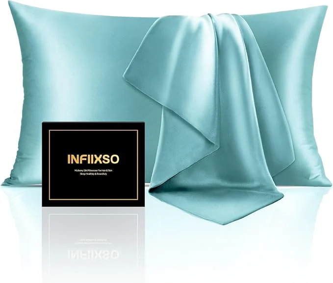 Premium INFIIXSO Mulberry Silk Pillowcase Reusable