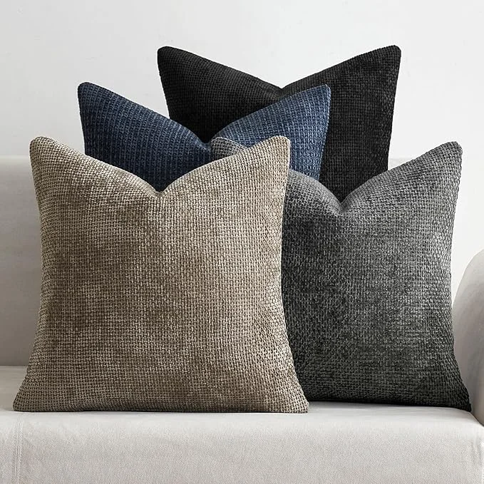 Carefully Designed MIULEE Pack of 4 Couch Throw Pillow Covers 20×20 Inch Neutral Navy Grey Soft Sustainable