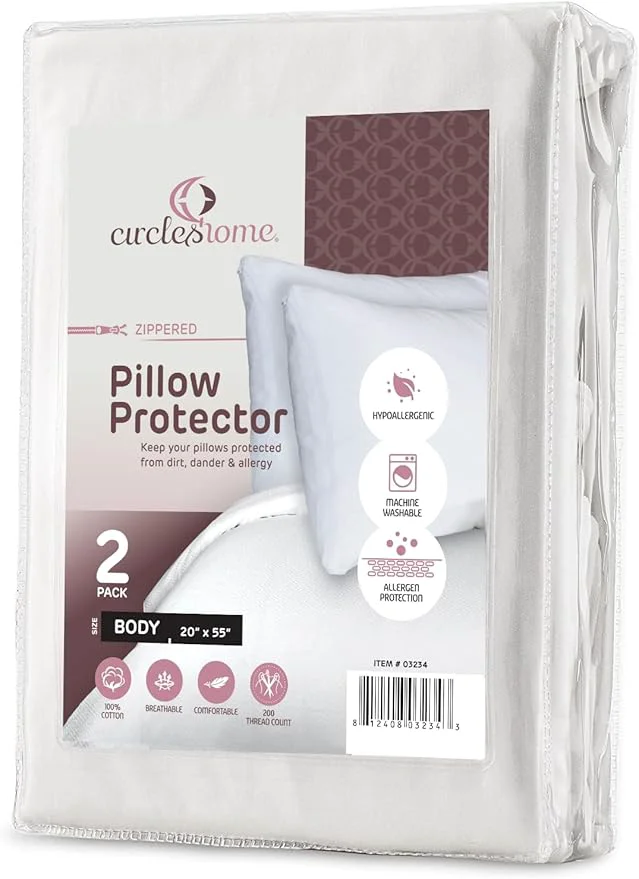 Elegant CirclesHome Pillow Protectors 2 Pack Body Zippered Premium Material