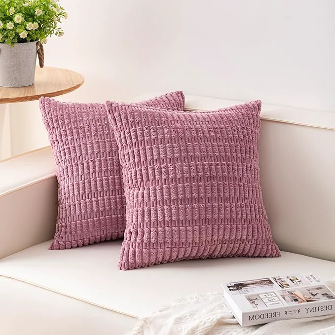 Environmentally Friendly Aegero Pack of 2 Corduroy Decorative Throw Pillow Covers 16×16 Inch Soft Next-Generation