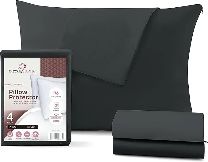 Organic CirclesHome Pillow Protectors 4 Pack King Zippered Artisan