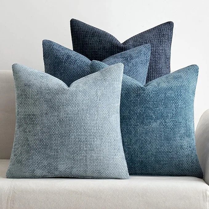 Functional MIULEE Pack of 4 Couch Throw Pillow Covers 18×18 Inch Neutral Blue Soft Reliable