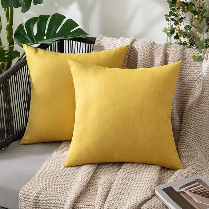 Professional MIULEE Pack of 2 Decorative Outdoor Solid Waterproof Throw Pillow Covers Faux Proven