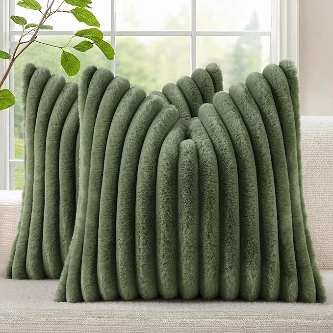 High-Grade decorUhome Cozy Faux Fur Throw Pillow Covers 24×24 Set of 2 Decorative Soft Stylish