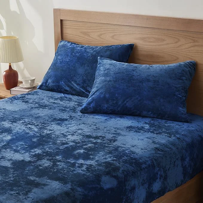 Superior BEDELITE Velvet Fitted Sheet and Pillowcase Set Luxury Soft Fuzzy Bottom Sheet Elite