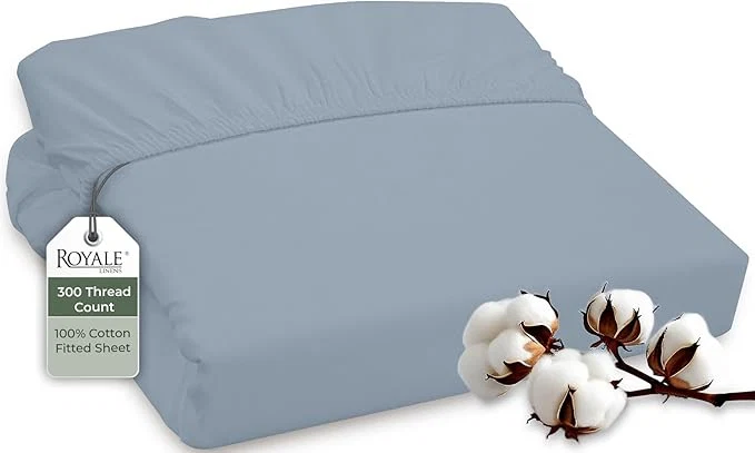 High-Performance ROYALE LINENS 300 Thread Count Long Staple Combed Cotton Fitted Sheet King User-Friendly