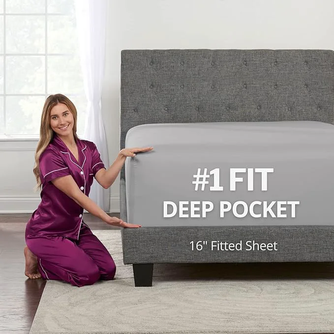 Lightweight 16 Fitted Bed Sheets Deep Pocket Full Size Fit 14 18 Mattresses High-Grade
