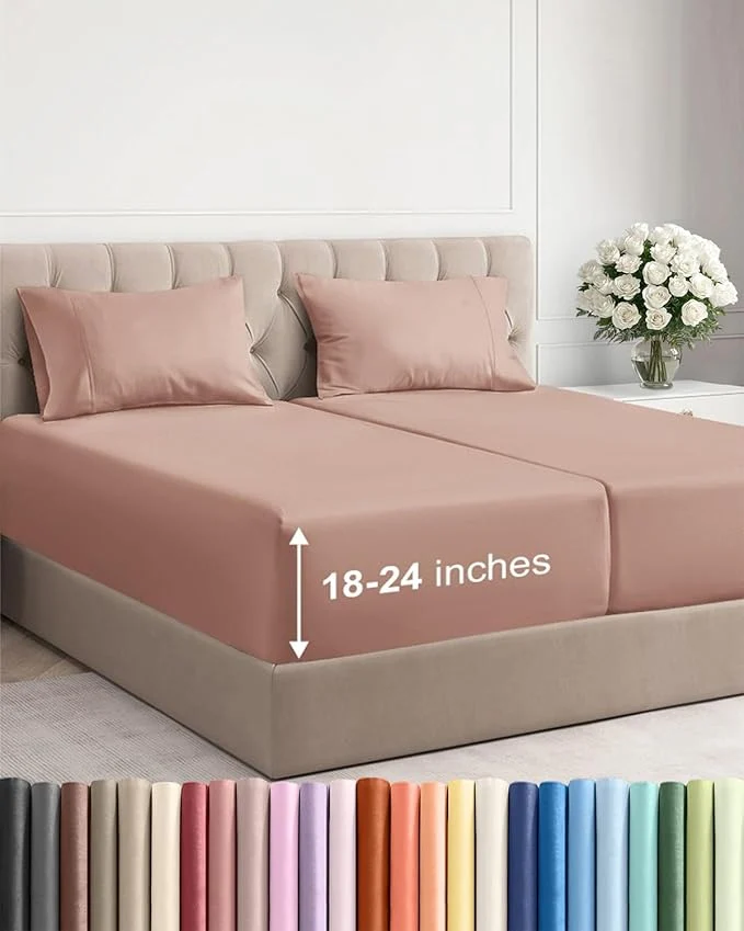 Fashionable Extra Deep Split King Sheet Set Outstanding