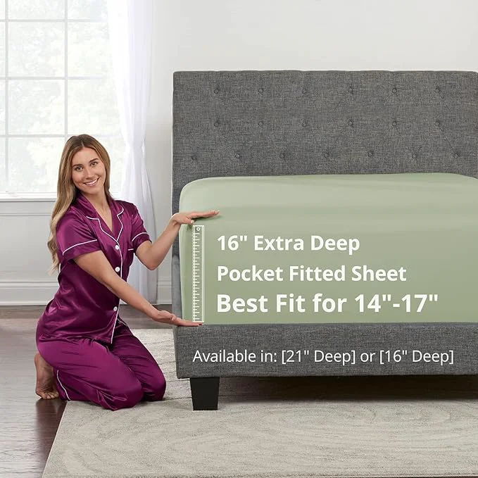 High-Grade King Fitted Sheet King Size Fitted Sheet Only Deep Pocket – 16 Fitted Bed Authentic