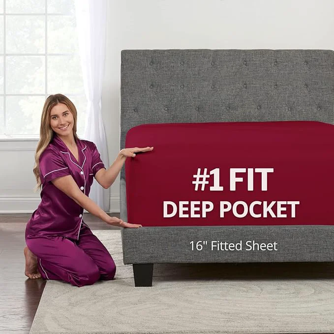 Classic King Fitted Sheet King Size Fitted Sheet Only Deep Pocket – 16 Fitted Bed Detailed