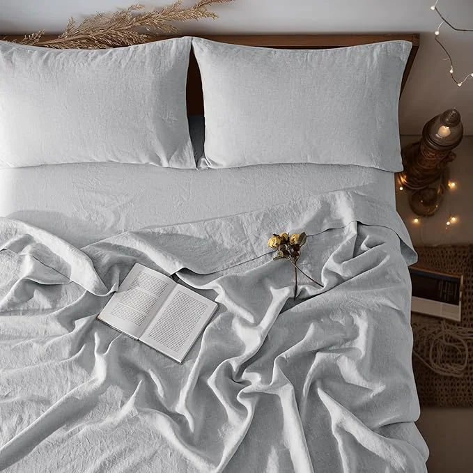 Optimized LBRO2M Pure Linen Sheet Set Deep Pocket Up to 16 Bed Sheets Sets High-Quality