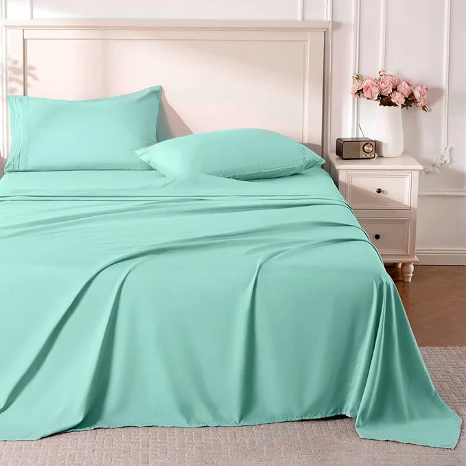 Refined ROSE RISY Light Green Queen Sheet Set 4 Pieces Soft Bedding Sheet Set Reliable