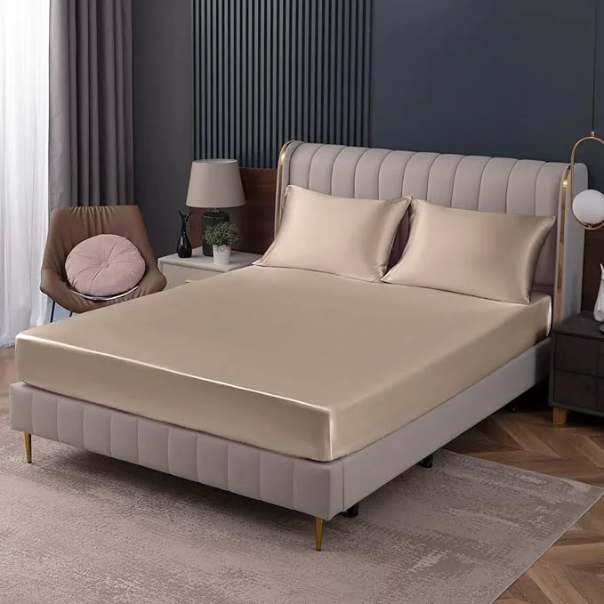 Official Homiest Taupe Satin Fitted Sheet Pure