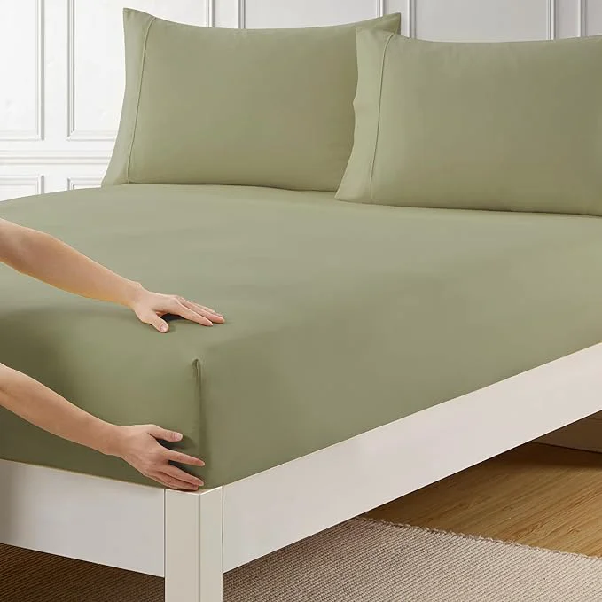 Elite Queen Fitted Sheet Only with Full Elastic Built in Corner Sheet Straps to Premium Material